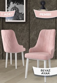 Resim Canisa Concept Trex Serisi 1.sınıf Babyface Kumaş 1 Adet Pembe Sandalye Beyaz Metal Ayak 