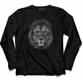 Resim Kendim Seçtim Galatasaray Aslan Kafa Lıon Head Silüet Arslan Lıon Uzun Kollu Tişört Baskılı Çocuk T-Shirt 
