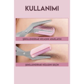Resim MUJGAN Taraklı Kaş Makası Pembe Renk Güvenli ve Sağlıklı Kullanım Kolaylığıyla 
