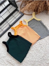 Resim BAHNUR 3'lü Bebek Crop Bluz Body Atlet Set 