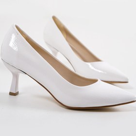 Resim MASSOLE Stiletto Beyaz Rugan Gelinlik Yeni Sezon Günlük Şık El Yapımı Yerli Üretim 