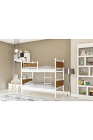 Resim Metalia Gm 128 Star Ahşap Metal Ranza Beyaz-Ceviz 