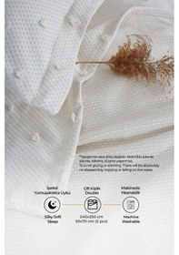 Resim Evlen Home Ash Pike Takımı Yatak Örtüsü Seti Çift Kişilik Pamuklu 3 Parça Yumuşak Günlük Beyaz 