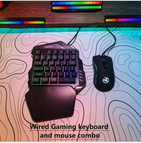 Resim Honeybeeshop Hxsj Siyah Kablolu Oyun Klavyesi Ve Fare Seti 35 Tuş Tek El 7 Buton Optik Fare Diğer 