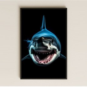 Resim Hiperrealist Köpekbalığı Tasarımlı Şeffaf Pleksi Tablo 