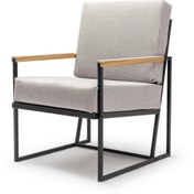 Resim Gaga Mobilya Ev Ofis Büro Bahçe Teras Kanepe Koltuk Berjer (AHŞAP KOL - AÇIK GRİ) 