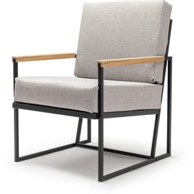 Resim Gaga Mobilya Ev Ofis Büro Bahçe Teras Kanepe Koltuk Berjer (AHŞAP KOL - AÇIK GRİ) 