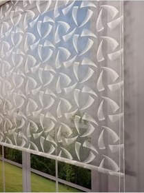 Resim donatti perde NOVA Serisi - Üç Yaprak Desenli Çift Mekanizmalı Turuncu Perde 210 x 270 
