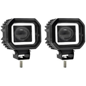 Resim Motosiklet Işığı Led Feneri 60w 6000k/3000k Ip67 Su Geçirmez S12 Kare Balık Gözü Lensli Soğuk/ahşap Işığı Siyah Çift Paket 