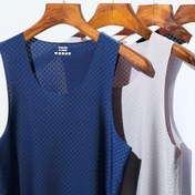 Resim Erkekler için yazlık buz yeleği, dikişsiz ince tasarım, bol kesim, spor ve fitness, hızlı kuruyan, geniş omuzlu, kolsuz tişört trendi 