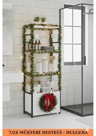 Resim Metal Banyo Dolabı 2 Kapaklı 4 Raflı Çok Amaçlı Havlu Düzenleyici Banyo Dolabı Çok Amaçlı Raf Beyaz 