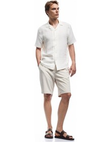 Resim Koton Düğmeli Bermuda Oversize Chino Şort Bej 5sam40137hw Ekru 
