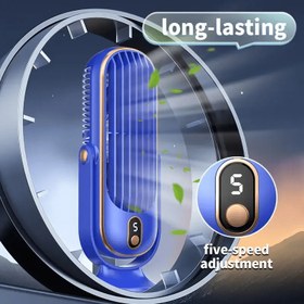 Resim Yeni Geliştirilmiş Büyük Bataryalı Çift Motorlu Taşınabilir Masaüstü Fan, 5 Hızlı Soğutma ve 720° Dönebilir Hava Akışı ile Ev Mini Klima, USB Şarj Edilebilir Yazlık Taşınabilir Masa Fanı - Ofis, Yatak Odası, Kamp için Uygun 