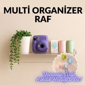 Resim Brentino Multi Organizer Raf Şeffaf Vantuzlu Yapışkanlı Duvar Rafı Banyo Mutfak Ofis Düzenleyici Çok Amaçlı 