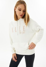 Resim Elle Sport Kapüşonlu Cepli Pudra Nakışlı Kadın Sweatshirt 