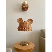 Resim Bambu Çocuk Odası Abajur, Bambu Abajur Rattan Abajur Bebek Odası Abajur ÇAP25CM 