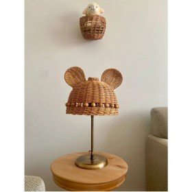 Resim Bambu Çocuk Odası Abajur, Bambu Abajur Rattan Abajur Bebek Odası Abajur ÇAP25CM 