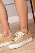 Resim Deery Hakiki Süet Altın Rengi Simli Sneaker Kadın Ayakkabı 
