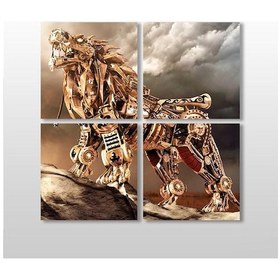 Resim Aslan Mekanik Kanvas Tablo 150x150cm 
