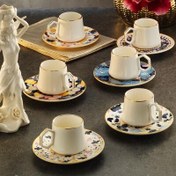Resim Sandro Moreno 1453 Potpuri Double Geometrik Gold 12 Parça 6 Kişilik Kahve Fincan Takımı 120 ml 