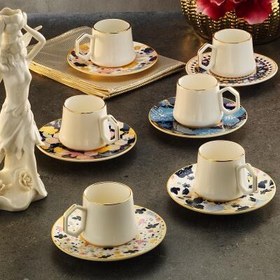 Resim Sandro Moreno 1453 Potpuri Double Geometrik Gold 12 Parça 6 Kişilik Kahve Fincan Takımı 120 ml 
