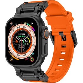 Resim Teknodur Watch Ultra 49mm Clo Krd-101 Titanyum Metal Başlıklı Silikon Kordon-siyah-turuncu 