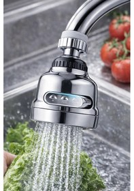 Resim Krom 3 Fonksiyonlu 360 Döner Su Tasarruflu Musluk Başlığı Mutfak Evye Ve Lavabo İçin Batarya Ucu Çok Renkli 