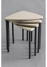 Resim Vıstro 4 Lü Ahşap Ayak Zigon Sehpa - Krem 