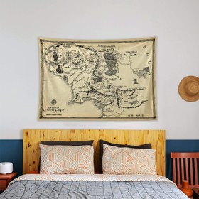 Resim Yüzüklerin Efendisi Orta Dünya Haritası - Lord Of The Rings Duvar Örtüsü - 100 cm x 135 cm 