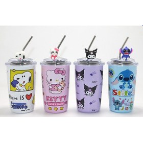 Resim Büro Ev Ofis si İçin Çelik Karakter Figür Isı Muhafaza Metal Pipetli Kupa Bardak 