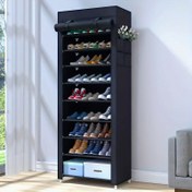 Resim Modern Minimalist 10 Katlı Ayakkabı Rafı, Doğal Dokulu, Katlanabilir Yerden Tasarruf Sağlayan Tasarım, Kolay Depolama, Şık ve Fonksiyonel, Ayakkabı Depolama Organizatörü, Minimalist Ayakkabı Rafı, Metal Ayakkabı Rafı 