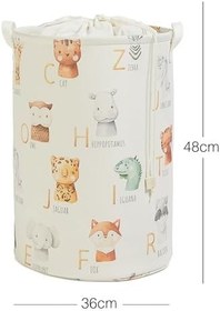 Resim Ocean Home Textile Çocuk Odası Ağzı Büzgülü Sevimli Hayvanlar Oyuncak Sepeti 36 x 48 cm 