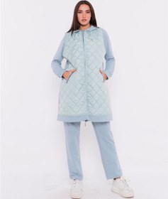 Resim Minimal Kapitoneli Yelekli Spor Üçlü Takım - 70060 - Buz Mavisi-47 Buz Mavi 