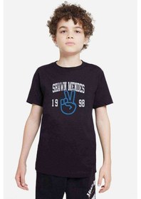 Resim Shawn Mendes Peace 1998 Baskılı Unisex Çocuk Siyah Tshirt 