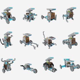 Resim Güneş Enerjili Robot Seti, 12 Tasarım ve 197 Parça STEM Oyuncağı 