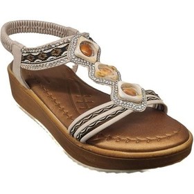 Resim Ventes Dolgu Topuk Rahat Günlük Kadın Taşlı Sandalet 1332006-z Ten 