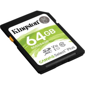 Resim Kingston SDS2-64GB 64GB SDXC Canvas Select Plus 100R C10 UHS-I U1 V10 Hafıza Kartı 