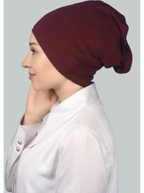 Resim Altobeh Hazır Pratik Geçmeli Uzun Boru Tesettür Bonesi - Bordo 
