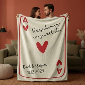 Resim Aşk Kartı Battaniyesi - Büyük 150x200 