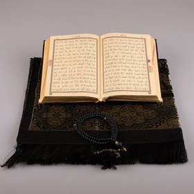 Resim Asetat Kutulu Siyah Kadife Kuran-ı Kerim Seti 