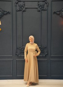 Resim MOOLİSA Esil Bej Tesettür Abiye 