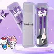 Resim 1 Set Sanrio Stainless Steel Cartoon Cutlery, Cute Character Flatware with Case, Fork and Spoon Set for Home, Dorm, Family, Day Camping, Picnic - Kitchen Supplies 