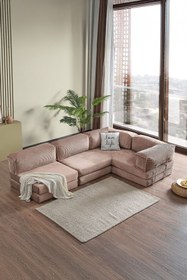 Resim Doqu Home Living Fonksiyonel Köşe Koltuk Cosmos Bej 