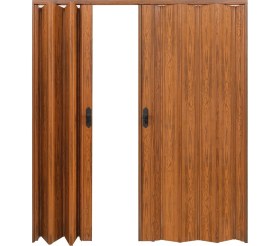 Resim Faran Dekorasyon 305 x 230 Ceviz Renk Camsız Çift Açılım Pvc Akordiyon Katlanır Kapı FRNAKMODEL-330 
