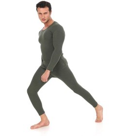 Resim Sauna Suit Unisex Termal Içlik, Kışlık Sıcak Tutan Pamuklu Yakmayan, Termal Takım, Termal Fanila Iclik Haki 