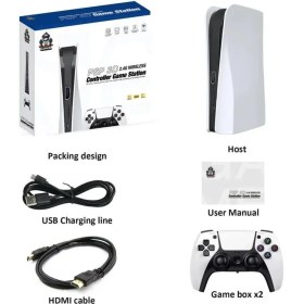 Resim Q10 Ps5 Kollu 4K UHD Retro Joystick 128GB PS1PES/GTA Atari Çift Kişilik Oyun Konsolu 26700 3D Oyunlu 