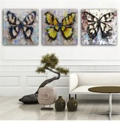 Resim Kanvas Tablo Kelebekler 3 Parça Set 56 