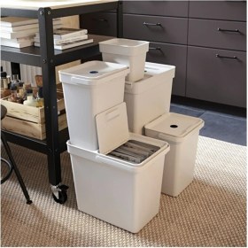 Resim Açık Gri 10 Lt Atık Kutusu, Pratik ve Şık Tasarım 