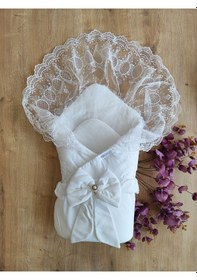 Resim 3'lü Erkek Bebek Alt Açma Minderi Kundaklı Yastıklı Dantelli Yenidoğan Organizer Bebek Yatağı 