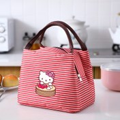 Resim Hello Kitty Şık Çizgili Yemek Çantası, İzoleli Taşınabilir Piknik Taşıyıcı, İşe, Okula, Plaja ve Açık Hava Maceralarına Uygun, Okul Dönüşü 